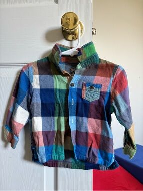 wonder nation Multi-Color Plaid Button-Down Shirt